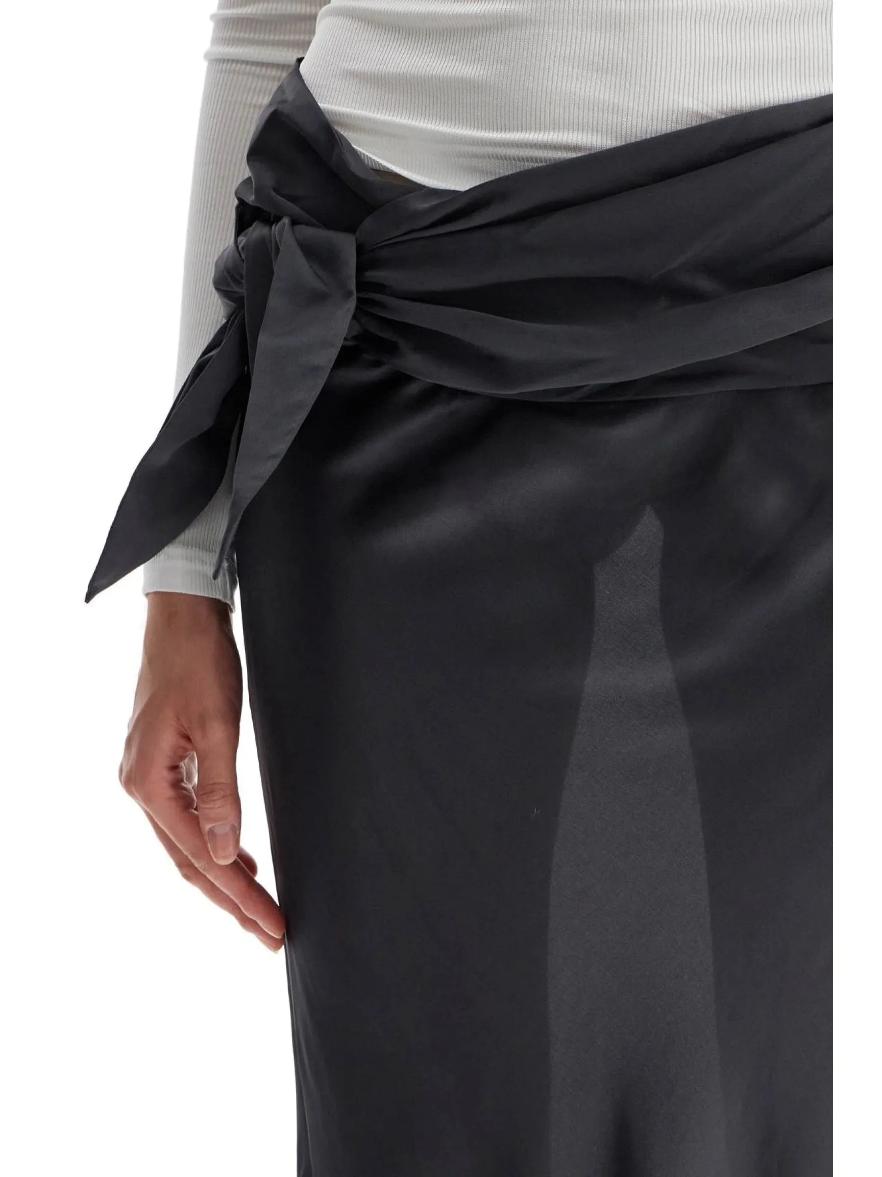 Knotted Detail Silk Maxi Skirt