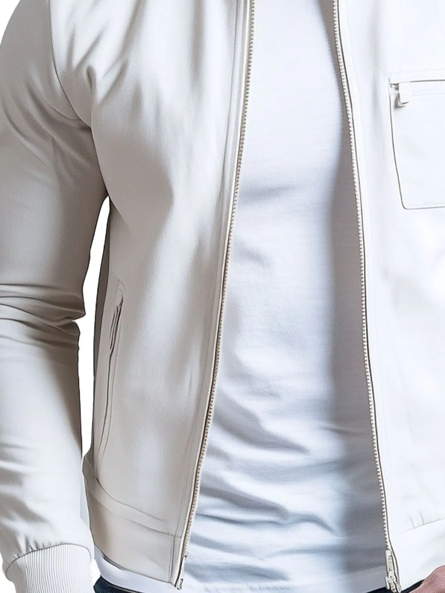 Men's Solid Color Zipper Stand Collar Casual Jacket