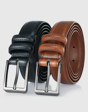 Men's Traditional Single Leather Belt 2 Pack