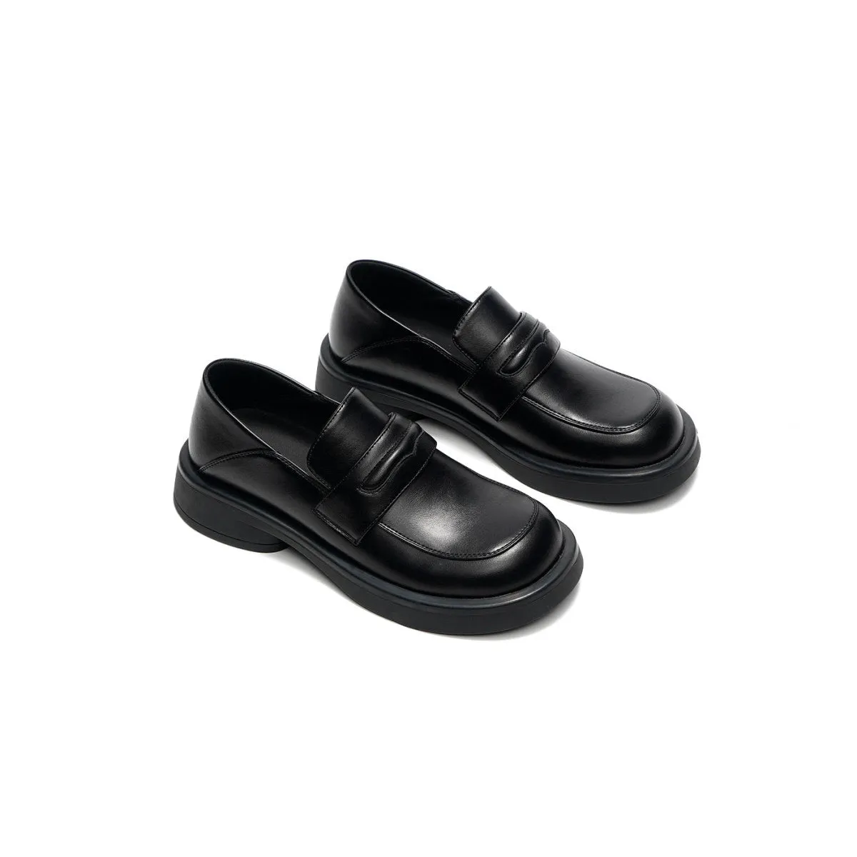 Preppy Black Platform Loafers