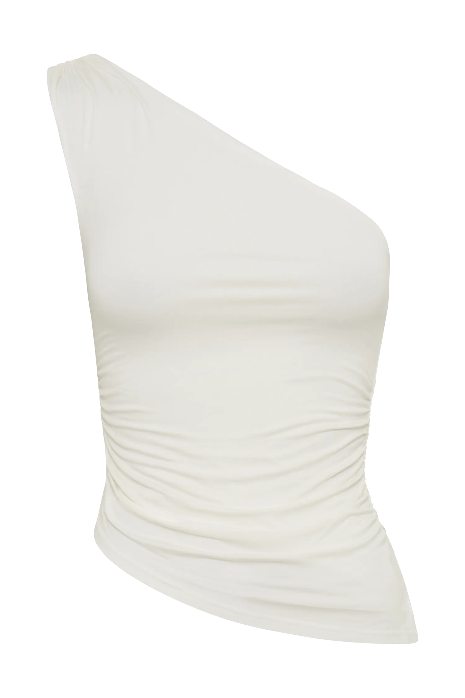 Sarah One Shoulder Modal Asymmetric Top - White