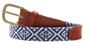 Scarsdale Children's Needlepoint Belt - Classic Navy / Light Khaki