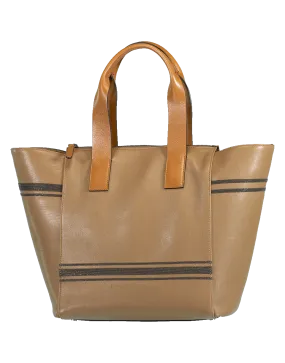 Shiny Leather Zip Monili Tote