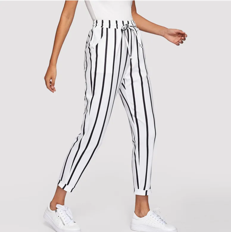 Striped Casual Pencil Trousers