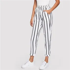 Striped Casual Pencil Trousers