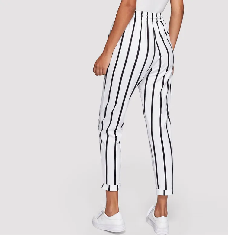 Striped Casual Pencil Trousers