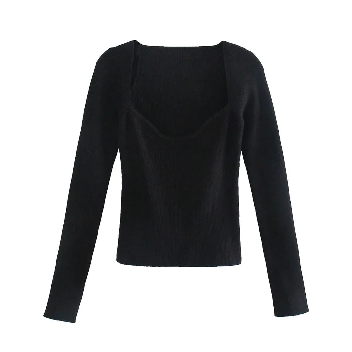 Sweetheart Neckline Fitted Knit Top