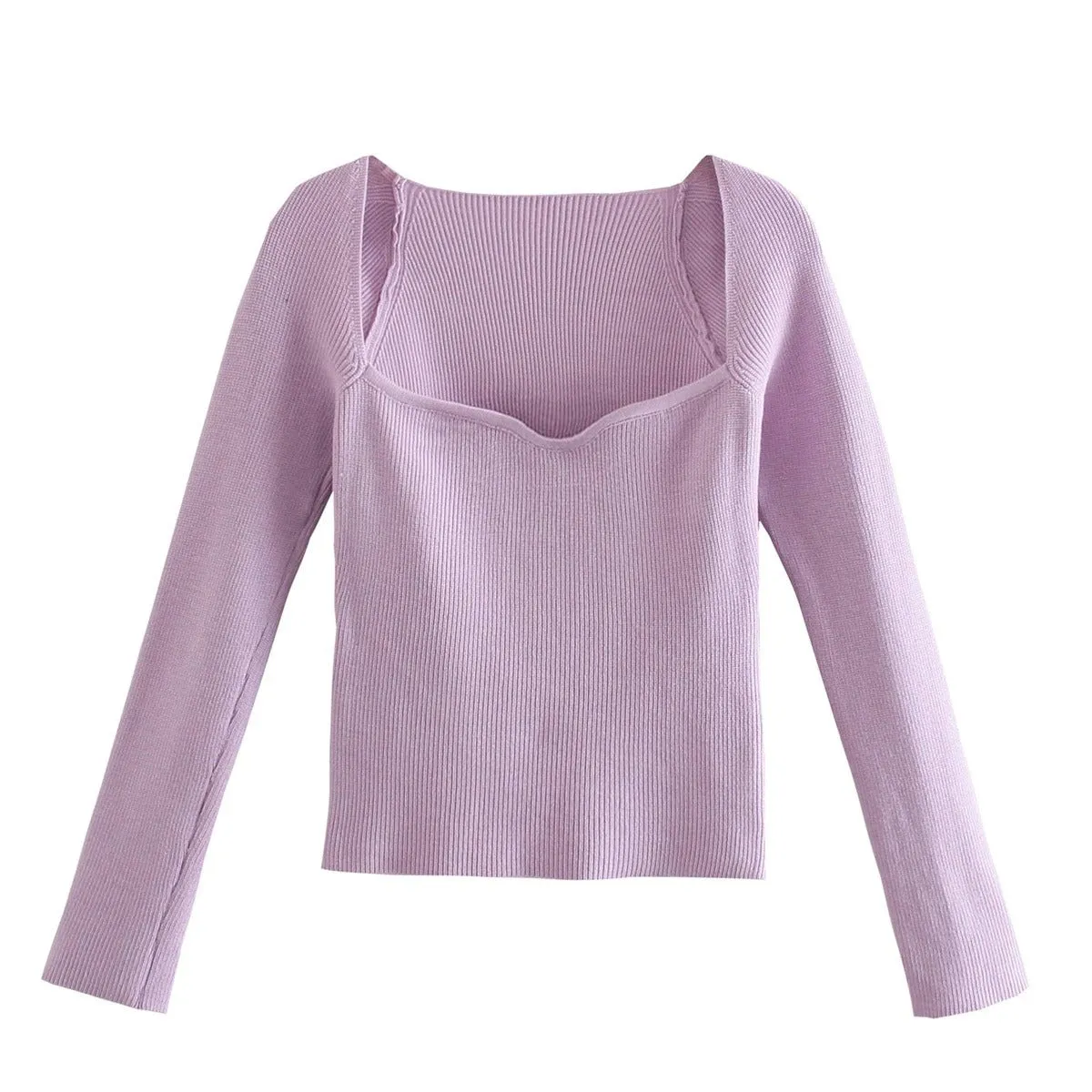 Sweetheart Neckline Fitted Knit Top