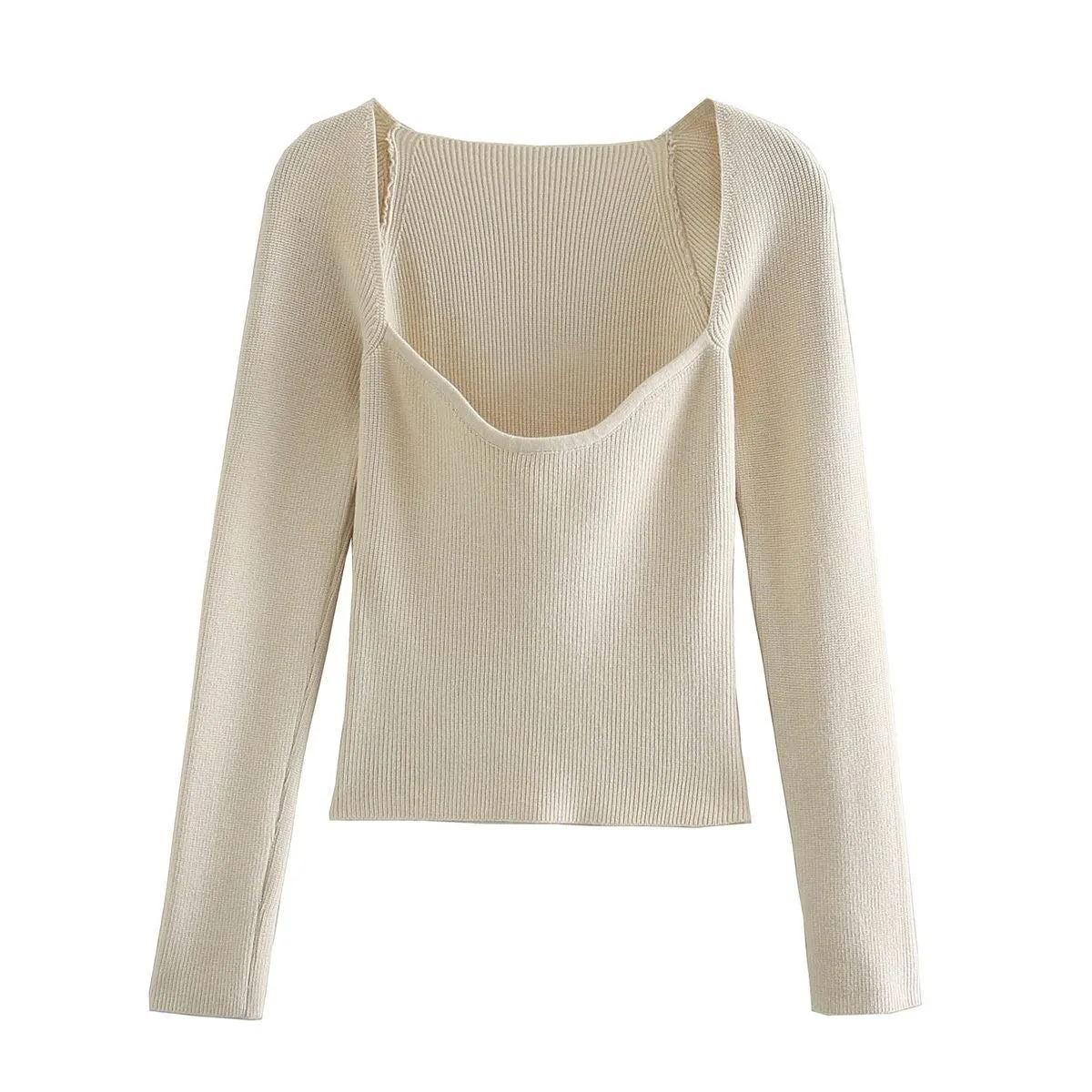 Sweetheart Neckline Fitted Knit Top