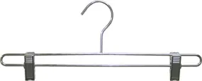 The Great American Hanger Company Chrome Bottom Hanger w/Adjustable Cushion Clips, Box of 100, 14 Inch Strong Metal Pants Hangers for Slacks or Skirts