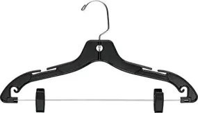 The Great American Hanger Company Matte Black Plastic Combo Hanger w/Adujstable Clips, Box of 100 Space Saving Hangers w/Notches and 360 Degree Nickel Swivel Hook for Shirt Dress or Skirt