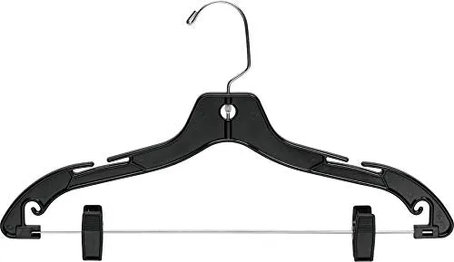 The Great American Hanger Company Matte Black Plastic Combo Hanger w/Adujstable Clips, Box of 100 Space Saving Hangers w/Notches and 360 Degree Nickel Swivel Hook for Shirt Dress or Skirt