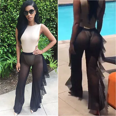 Wide Leg See-through Trousers