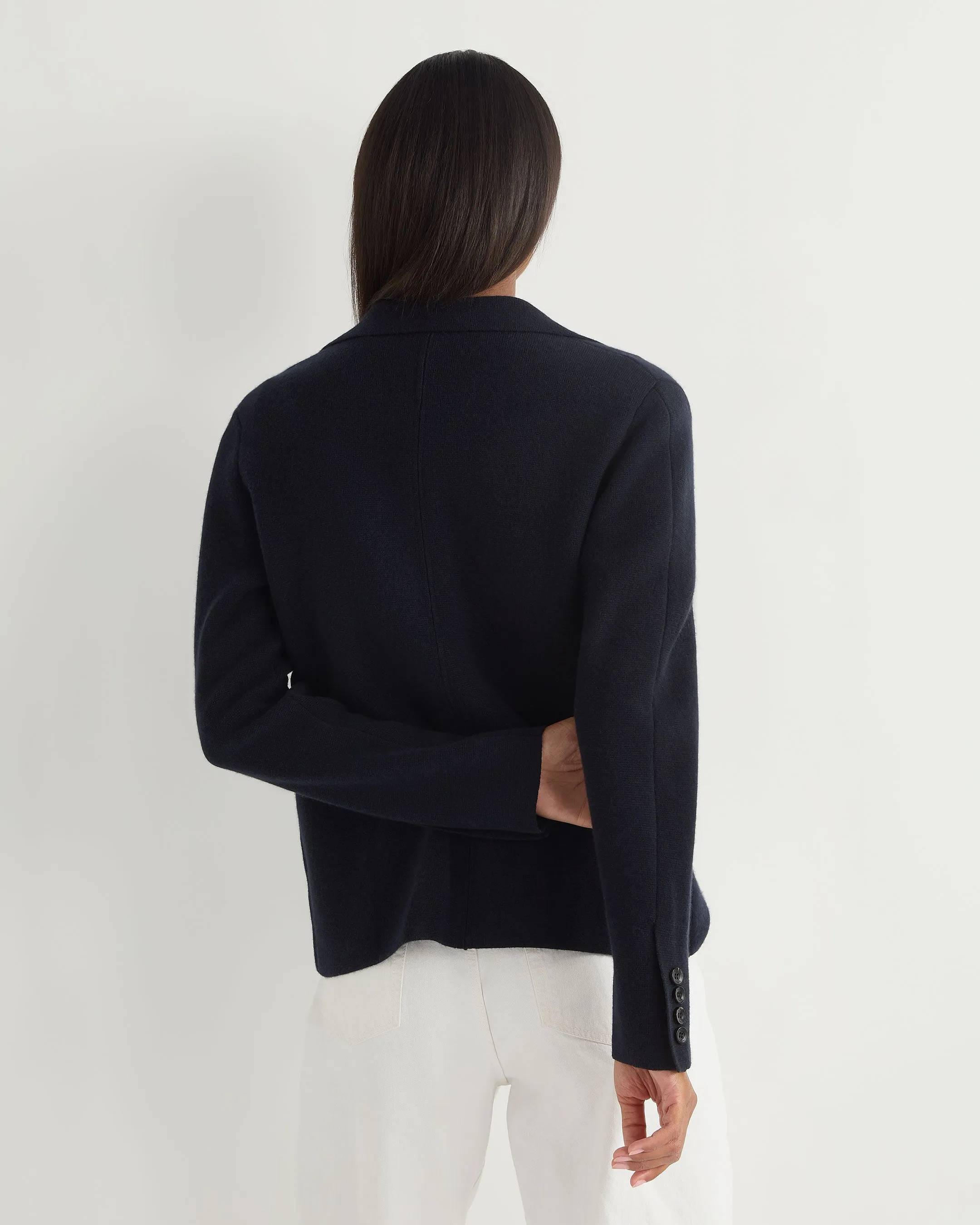 Women's Single Breasted Cashmere Blazer Navy Blue