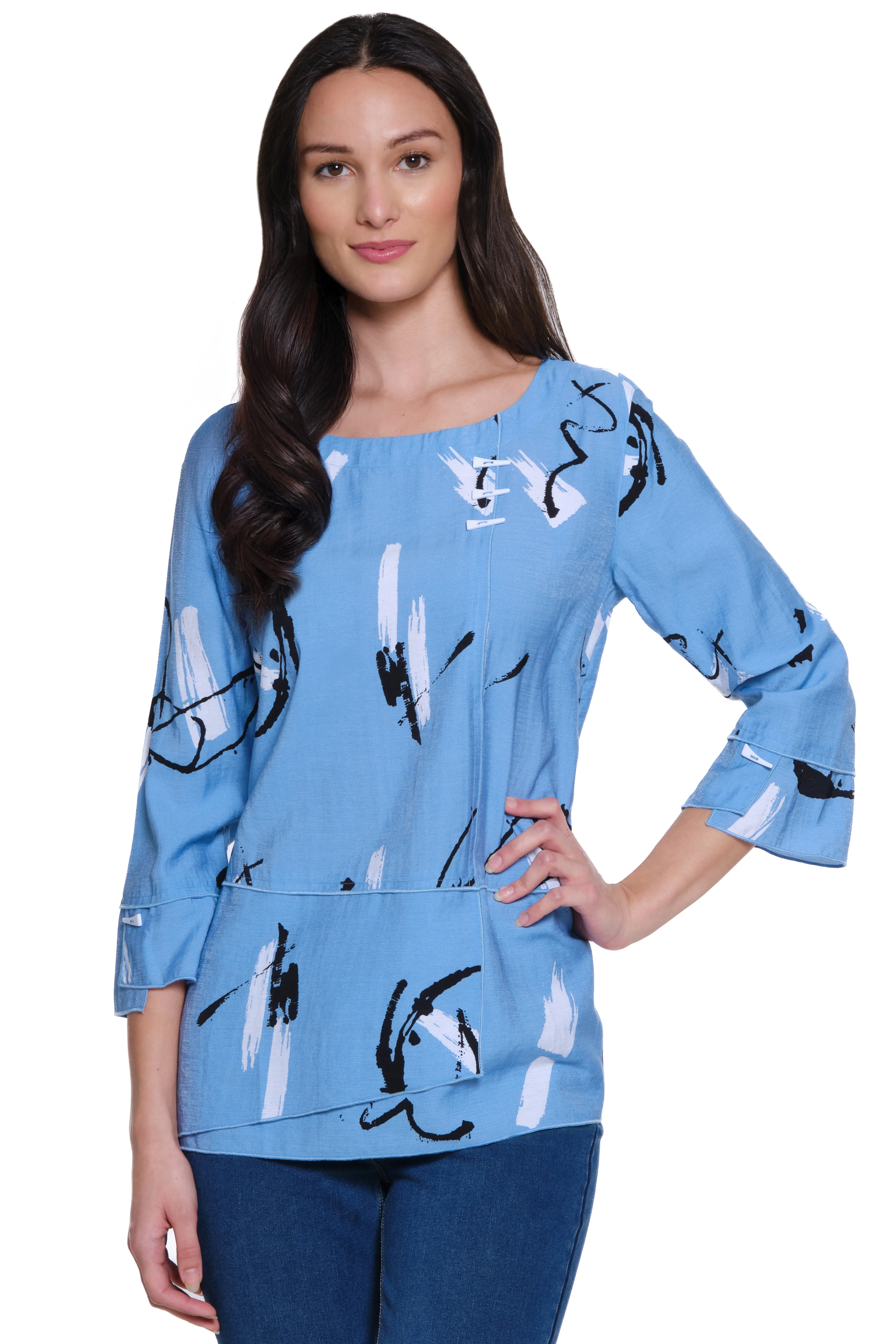 Woven Pop Over Tunic - Light Blue